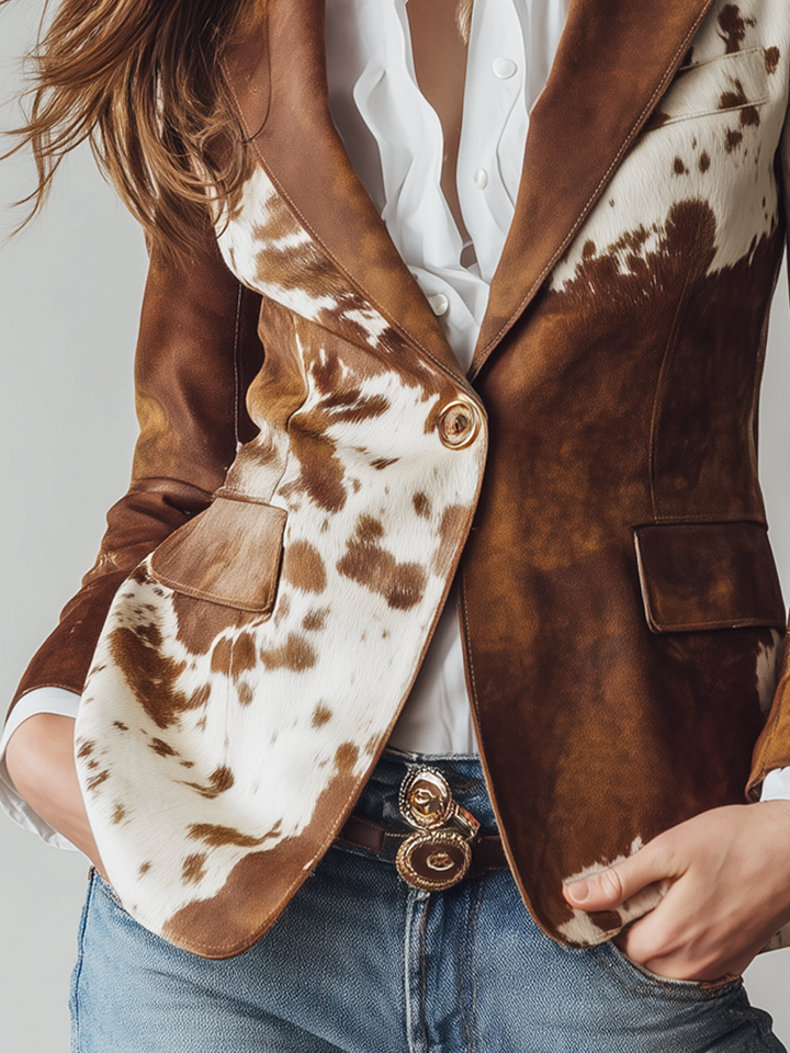 Harriet | Vintage Cow-Print Blazer