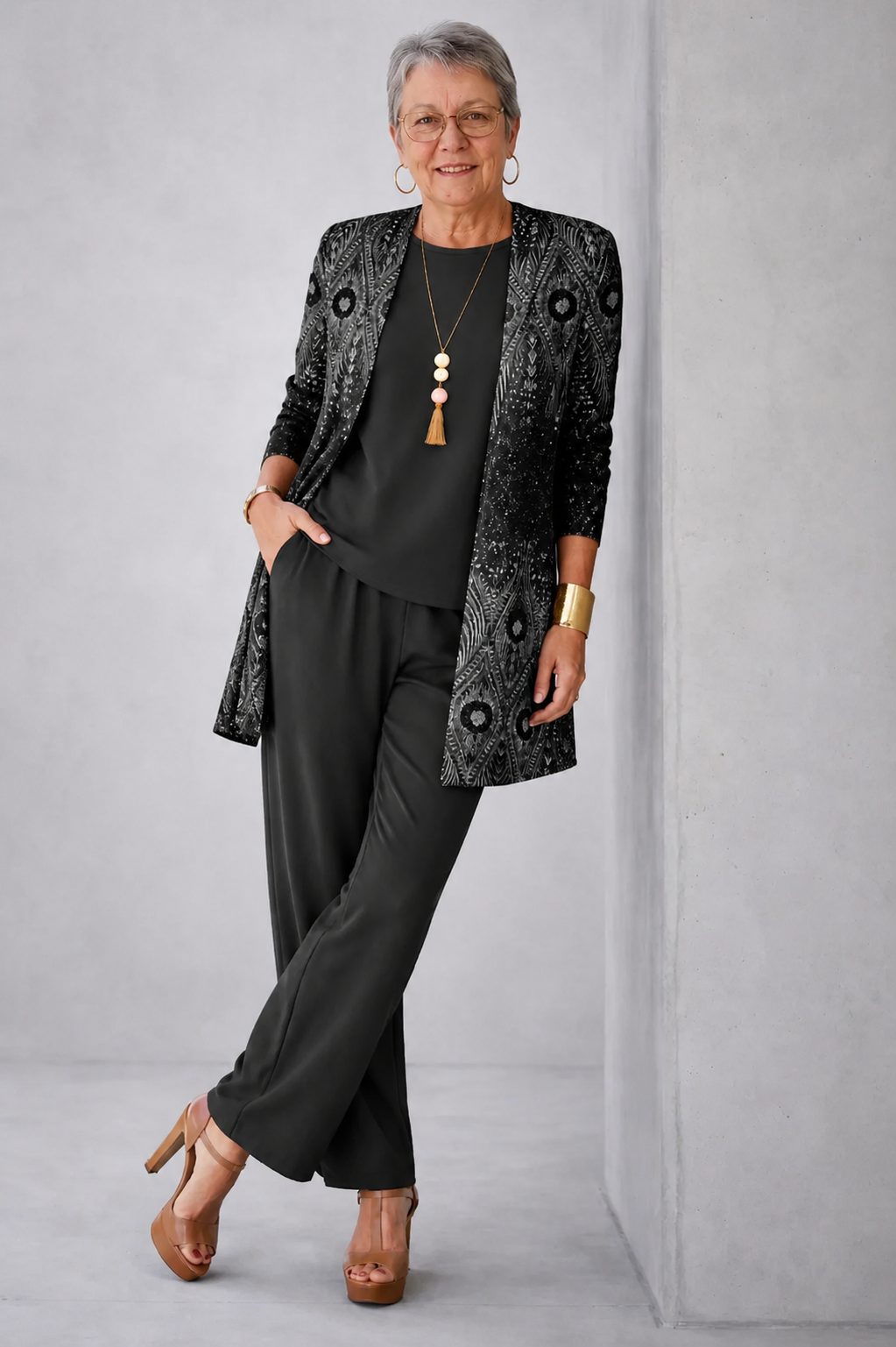 Hedley | Black Printed Three-Piece Set