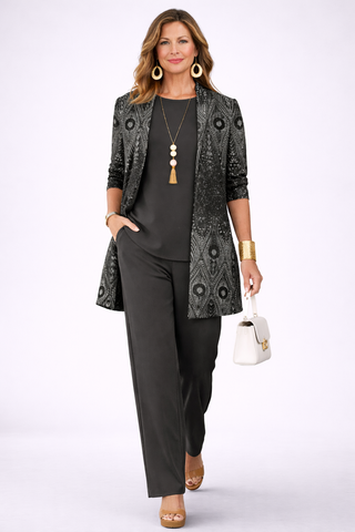 Hedley | Black Printed Three-Piece Set