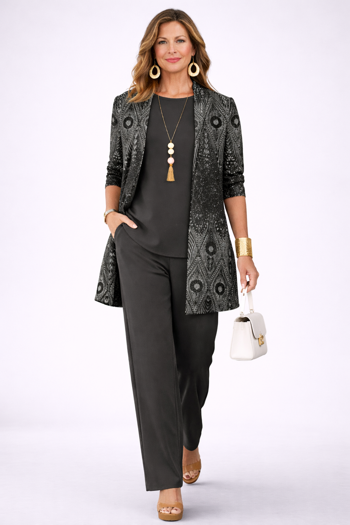 Hedley | Black Printed Three-Piece Set