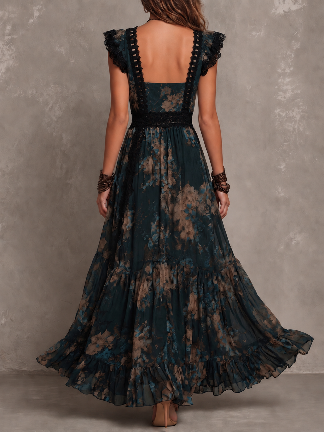 Helen | Dark Floral Maxi Dress