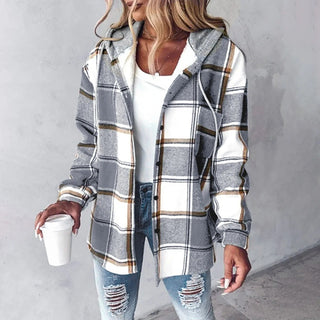 Meredith | Lined Hooded Plaid Shacket