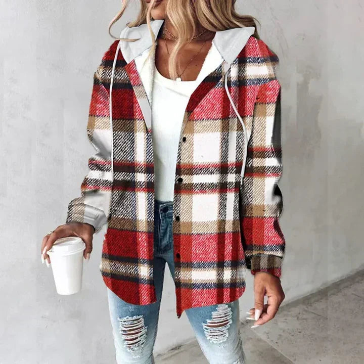 Meredith | Lined Hooded Plaid Shacket