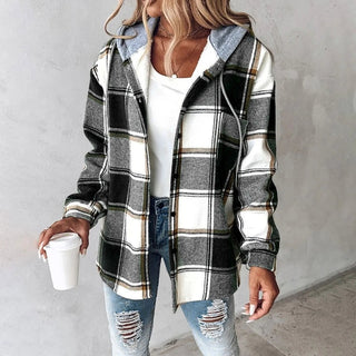 Meredith | Lined Hooded Plaid Shacket
