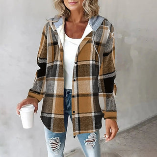 Meredith | Lined Hooded Plaid Shacket