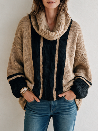 Henrietta | Striped Cowl-Neck Chunky Sweater