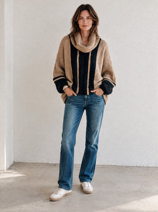 Henrietta | Striped Cowl-Neck Chunky Sweater
