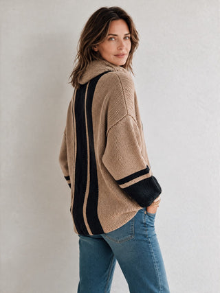 Henrietta | Striped Cowl-Neck Chunky Sweater