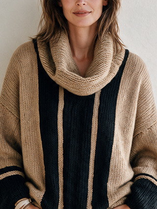 Henrietta | Striped Cowl-Neck Chunky Sweater