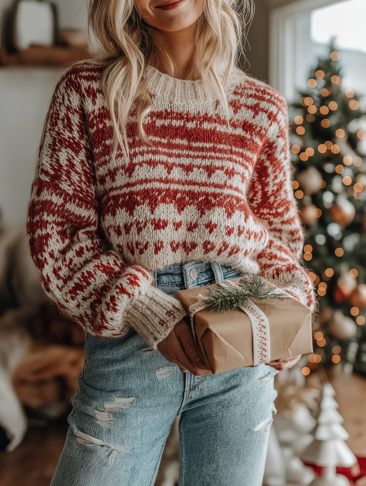 Holly | Fair Isle Heart Christmas Sweater