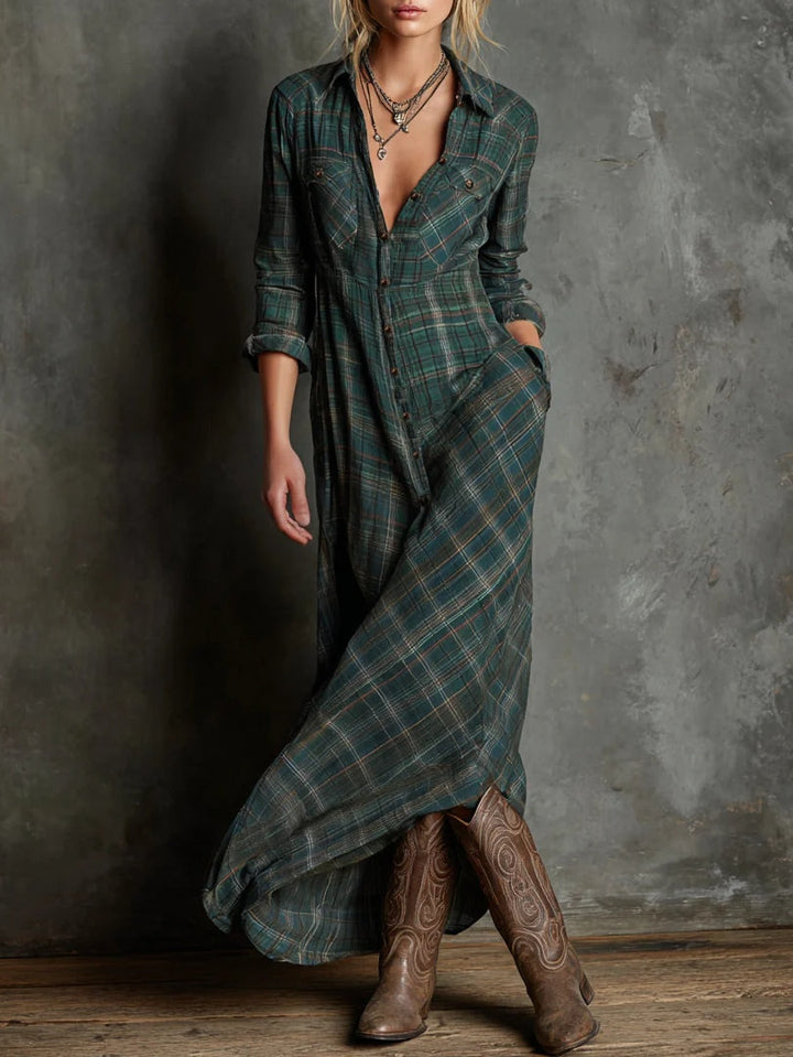 Hortense | Tartan Maxi Shirt Dress