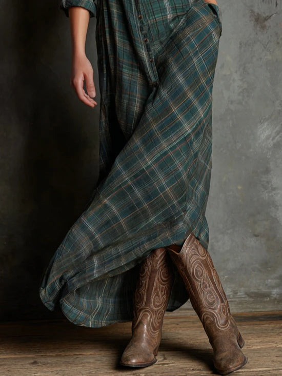 Hortense | Tartan Maxi Shirt Dress