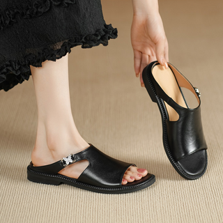 Daphne Cutout Leather Mule Sandal