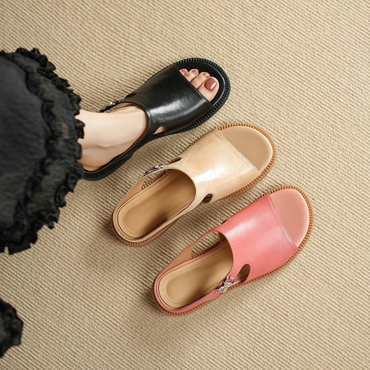 Daphne Cutout Leather Mule Sandal