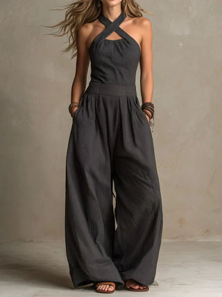 Ines | Cross-Neck Wide-Leg Jumpsuit