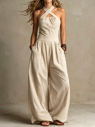 Ines | Cross-Neck Wide-Leg Jumpsuit