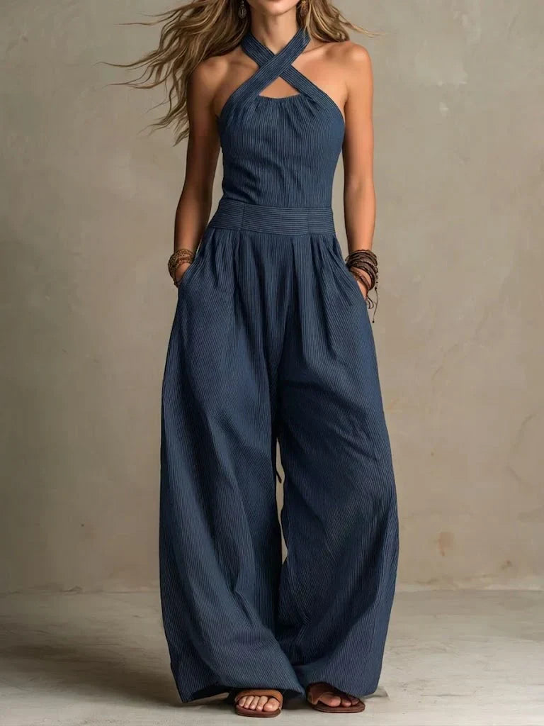Ines | Cross-Neck Wide-Leg Jumpsuit