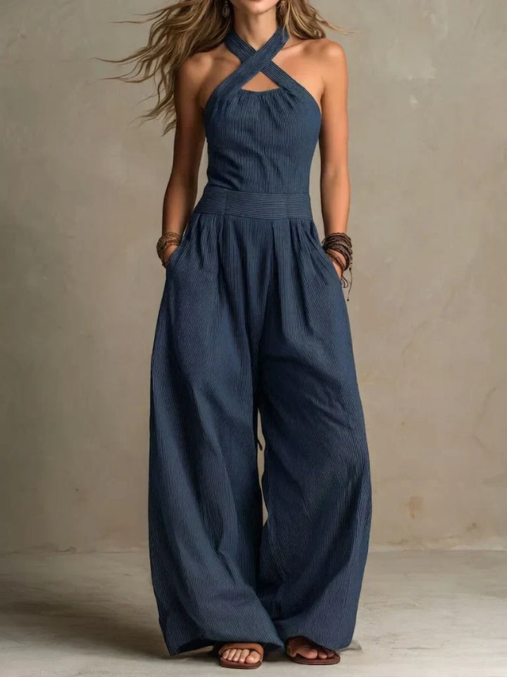 Ines | Cross-Neck Wide-Leg Jumpsuit