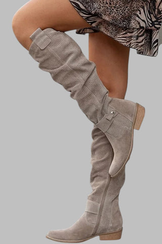 Janika | Perforated Slouch Knee-High Boots
