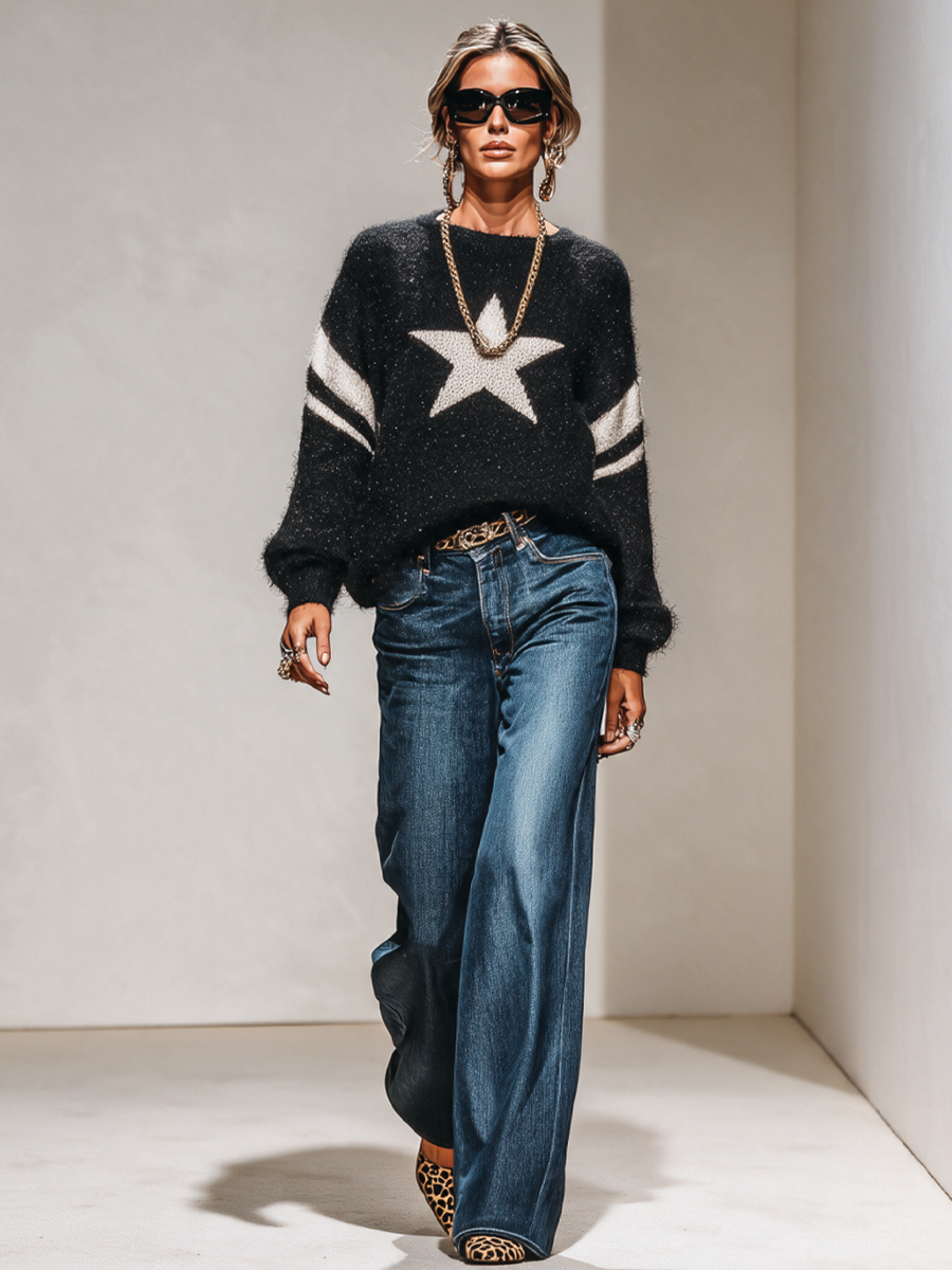 Juliette | Star Motif Relaxed Sweater