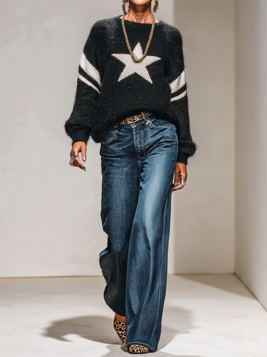 Juliette | Star Motif Relaxed Sweater