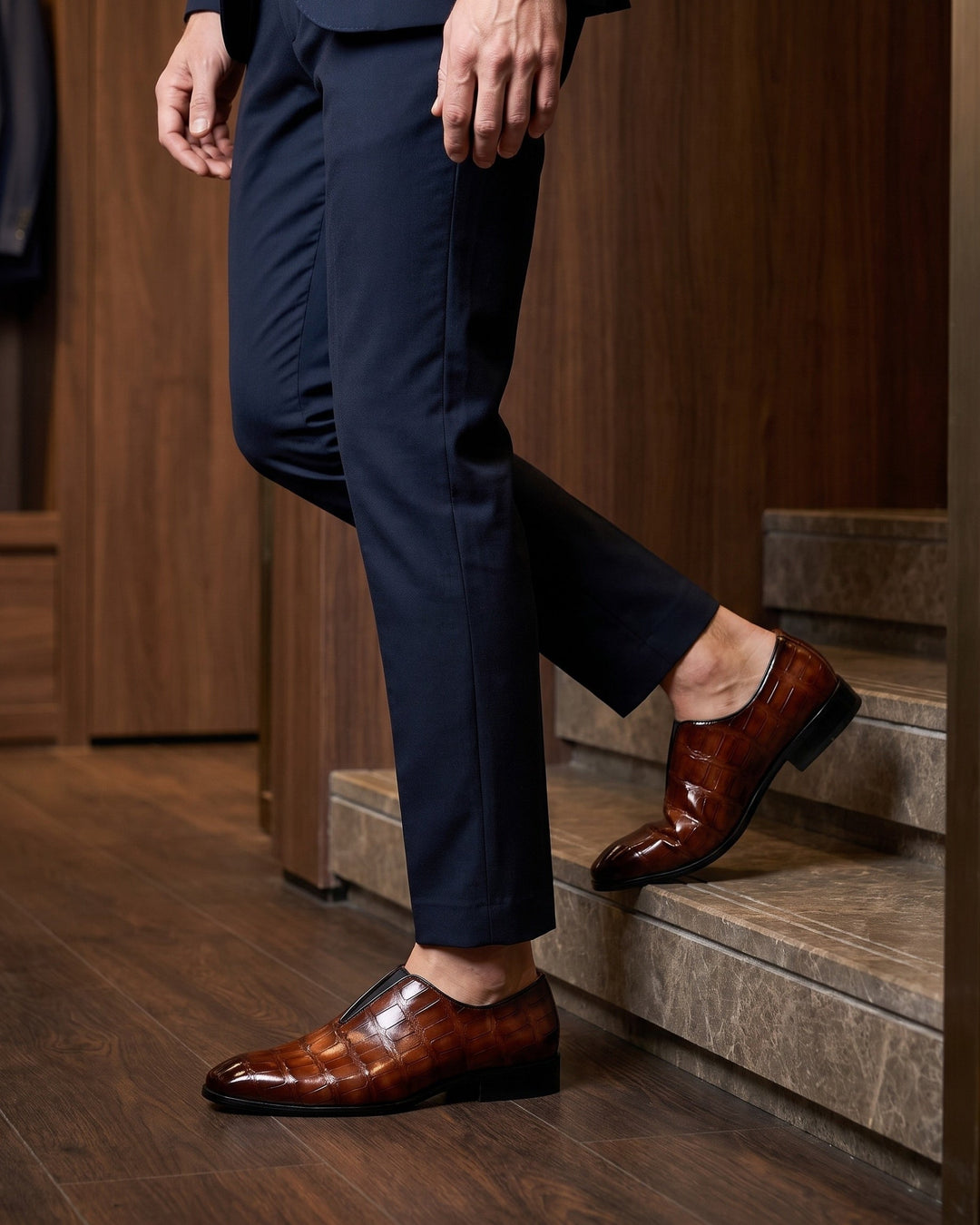 Lorenzo | Croc-Embossed Slip-On Shoes