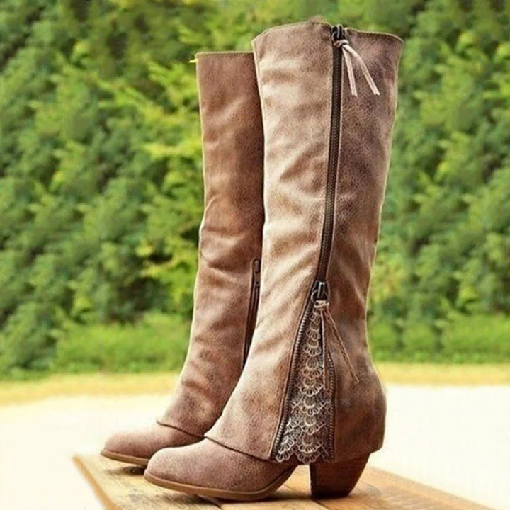 Magnolia | Lace-Panel Knee-High Boots