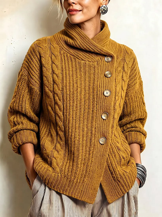 Marjorie | Cable-Knit Stand-Collar Cardigan