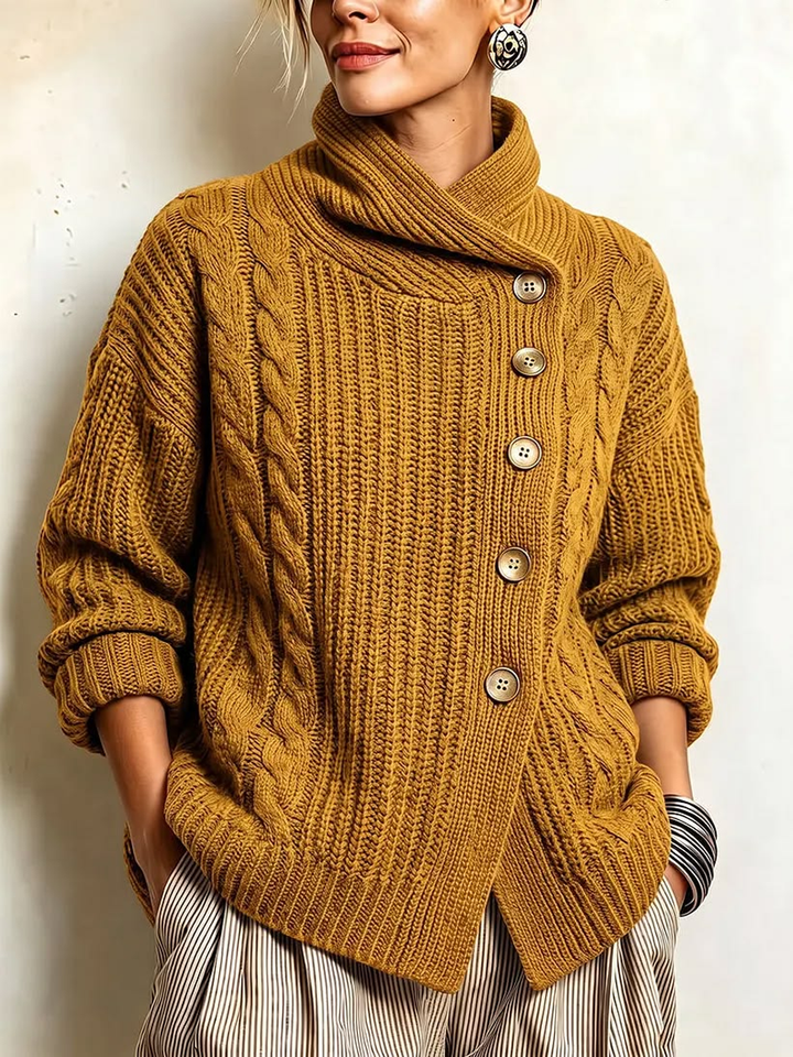 Marjorie | Cable-Knit Stand-Collar Cardigan
