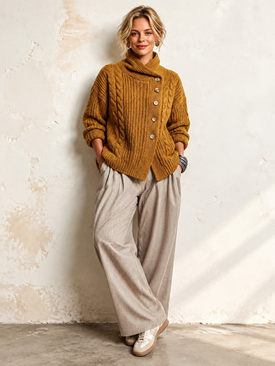 Marjorie | Cable-Knit Stand-Collar Cardigan