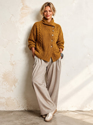 Marjorie | Cable-Knit Stand-Collar Cardigan