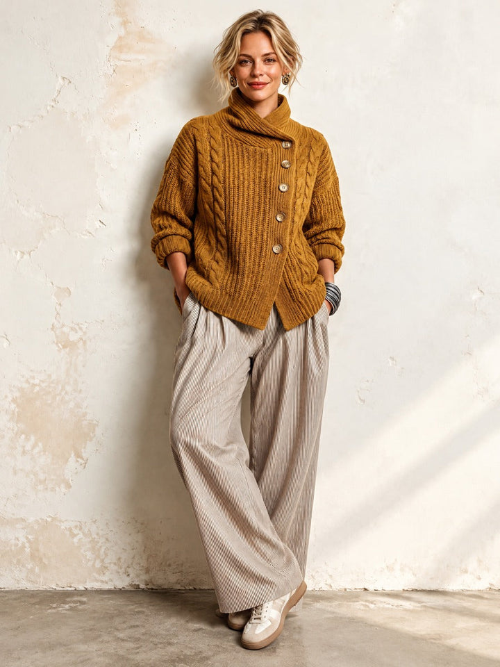 Marjorie | Cable-Knit Stand-Collar Cardigan