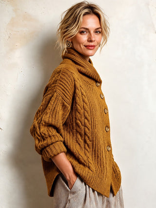 Marjorie | Cable-Knit Stand-Collar Cardigan