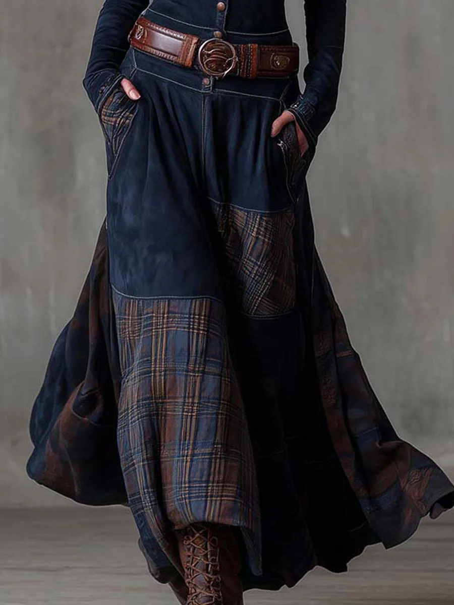 Mathilde | Patchwork Suede-Look Maxi Dress