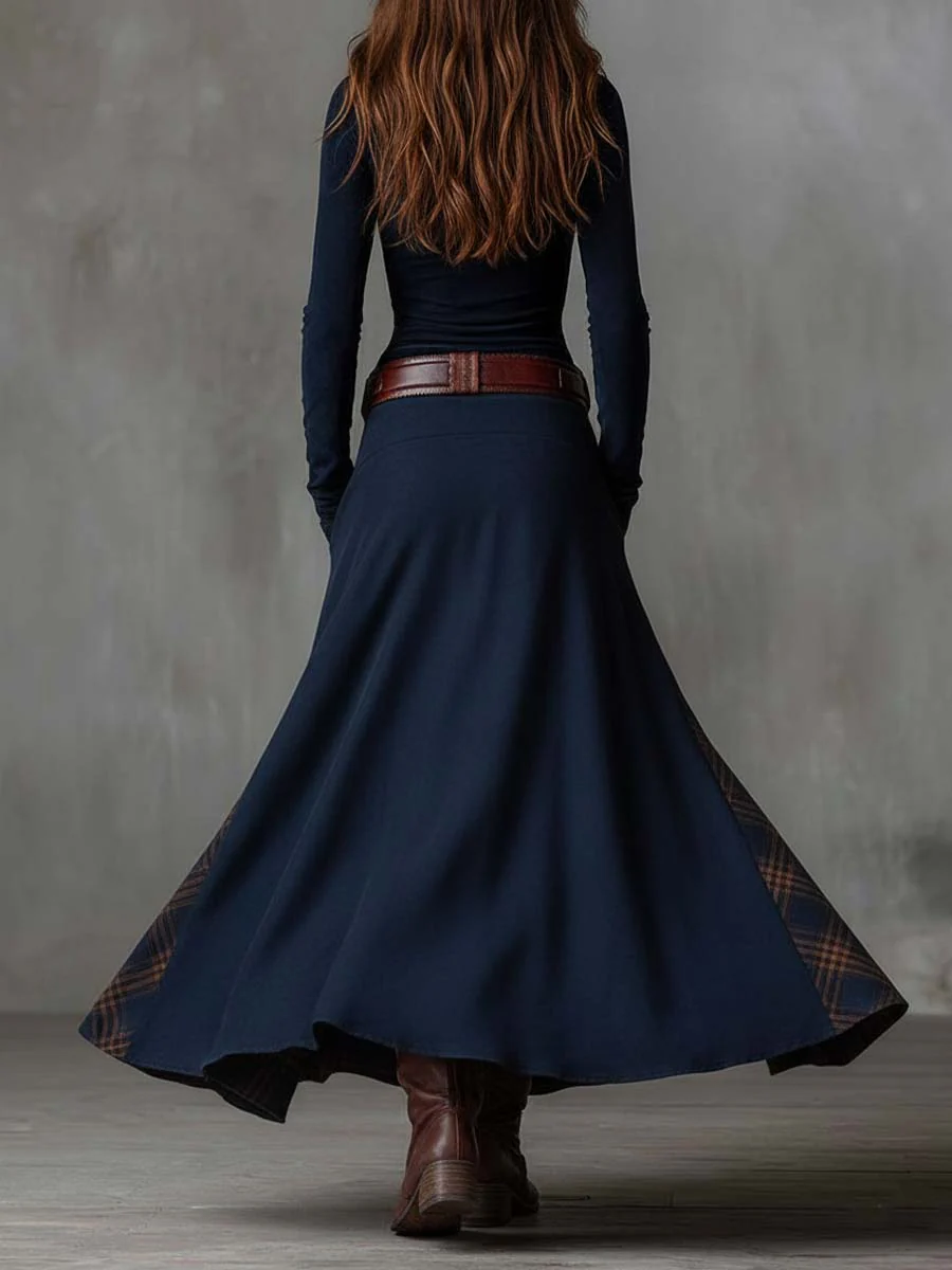 Mathilde | Patchwork Suede-Look Maxi Dress