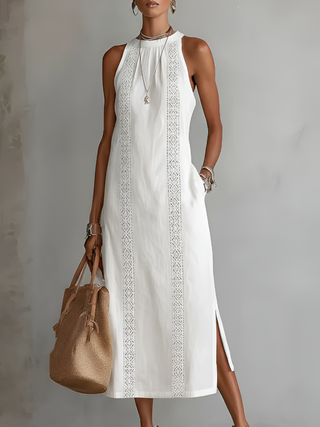 Noemi | Mandarin Collar Midi Dress
