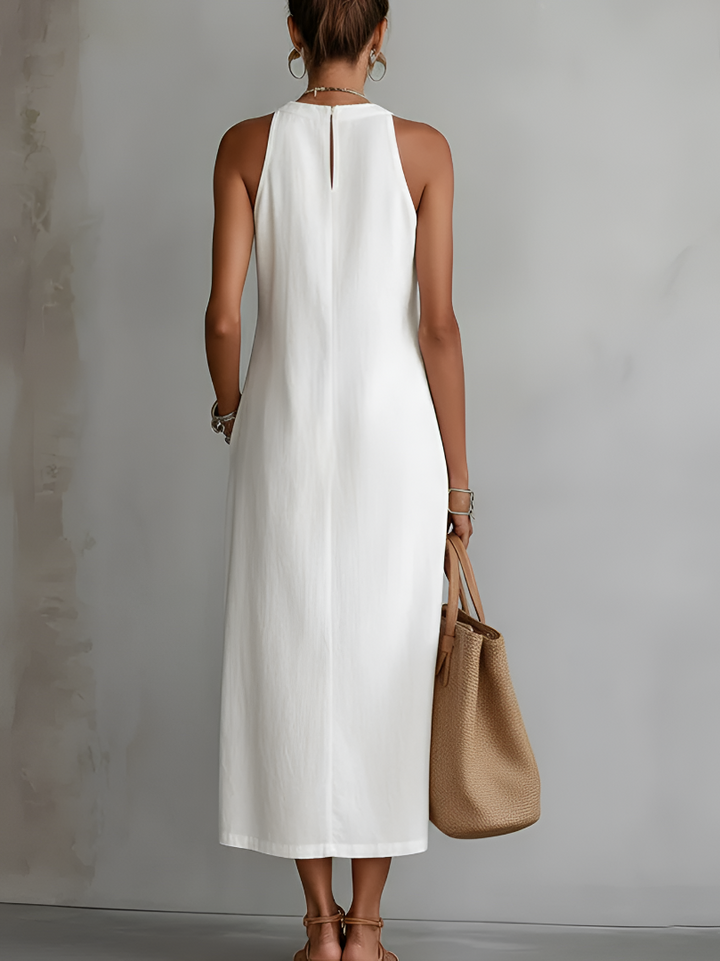 Noemi | Mandarin Collar Midi Dress