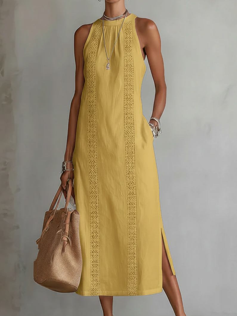 Noemi | Mandarin Collar Midi Dress