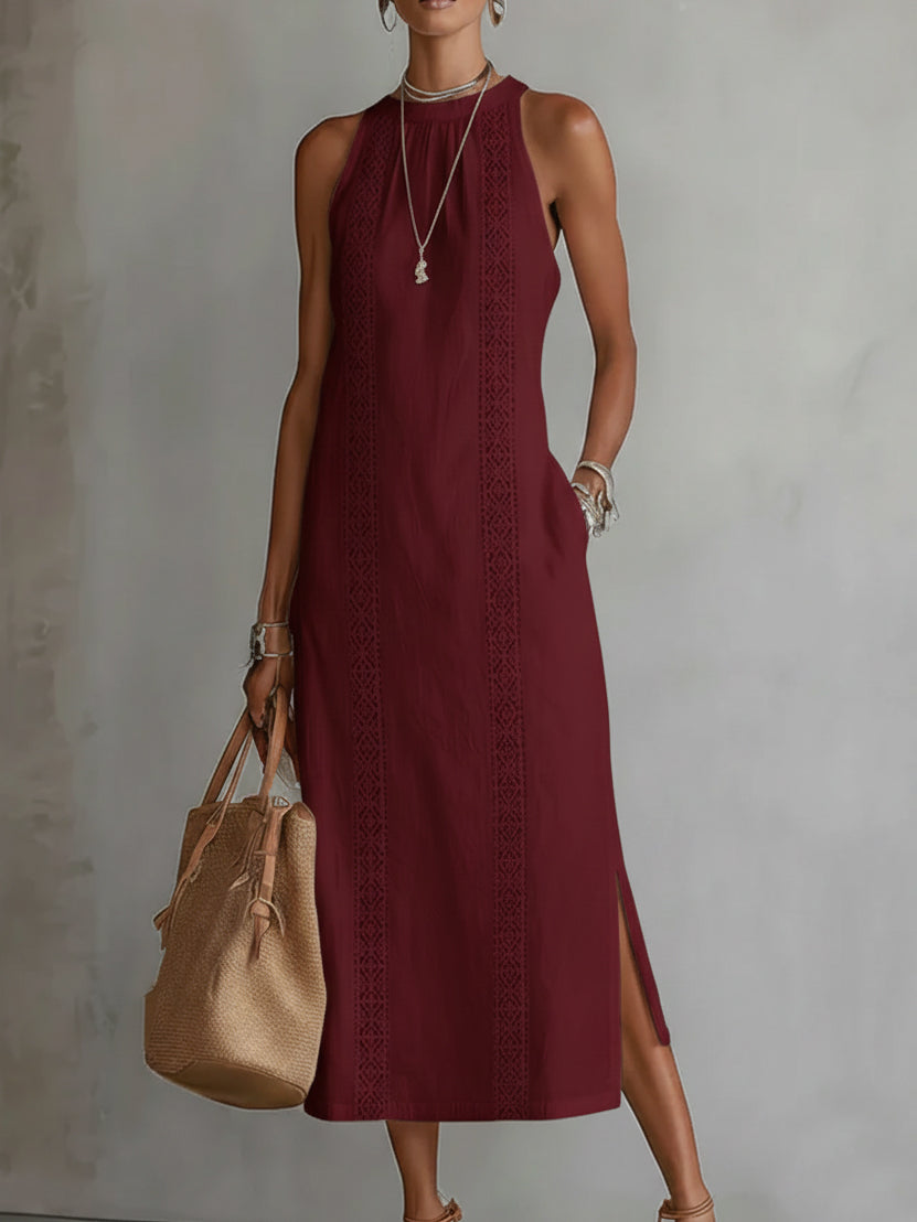 Noemi | Mandarin Collar Midi Dress