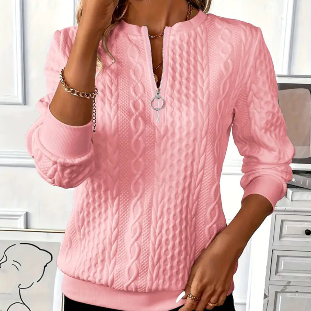 Amalie Cable Knit Zip Jumper