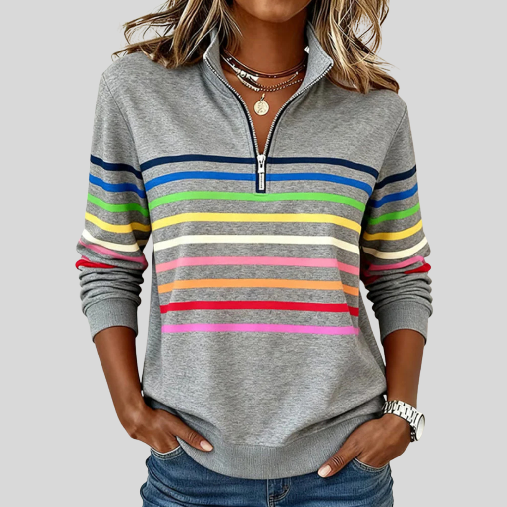 Corabelle Striped Quarter-Zip Sweatshirt