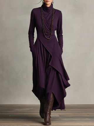 Ondine | Asymmetric Roll-Neck Maxi Dress