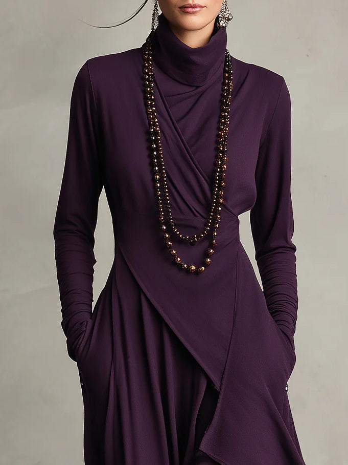Ondine | Asymmetric Roll-Neck Maxi Dress