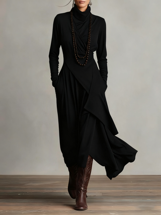Ondine | Asymmetric Roll-Neck Maxi Dress