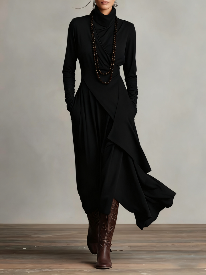Ondine | Asymmetric Roll-Neck Maxi Dress