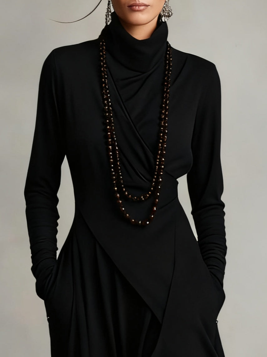 Ondine | Asymmetric Roll-Neck Maxi Dress
