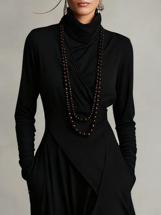 Ondine | Asymmetric Roll-Neck Maxi Dress