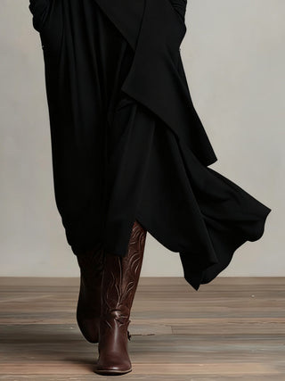 Ondine | Asymmetric Roll-Neck Maxi Dress