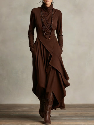 Ondine | Asymmetric Roll-Neck Maxi Dress
