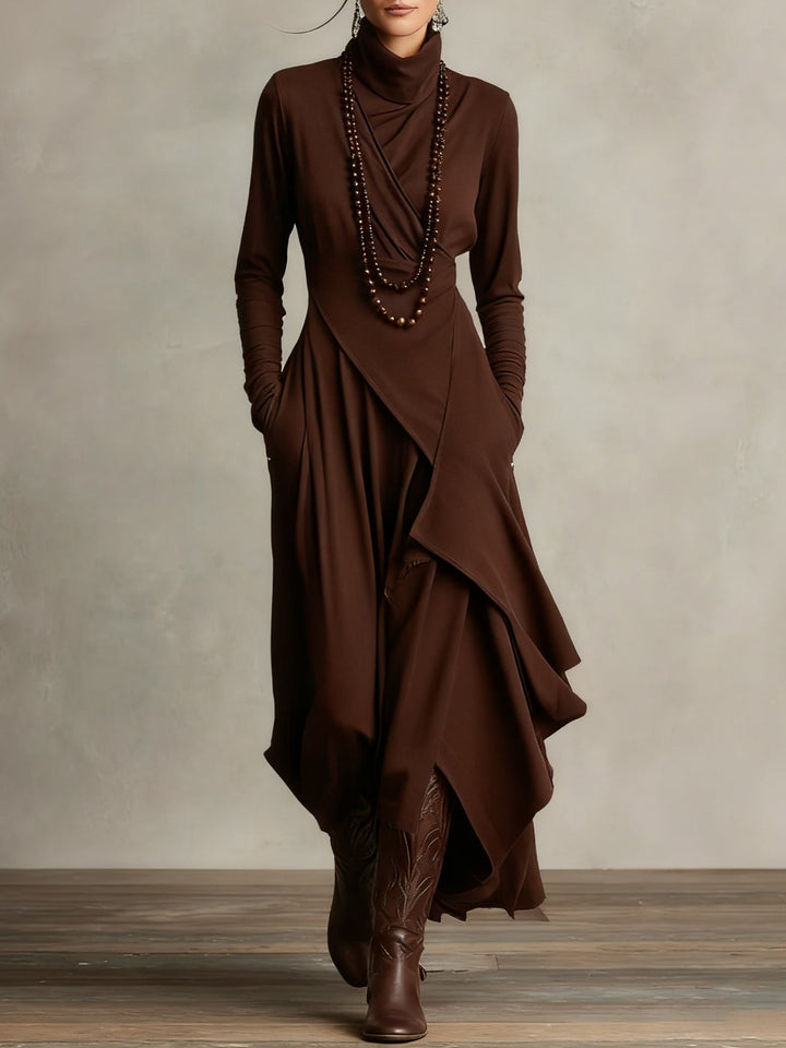 Ondine | Asymmetric Roll-Neck Maxi Dress